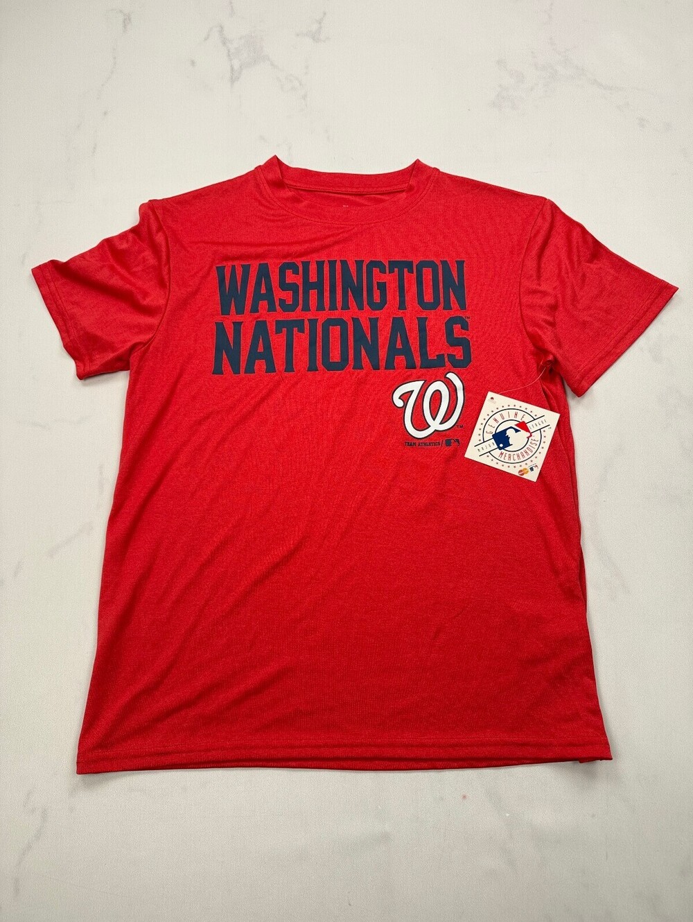 Team Athletics Washington Nationals T Shirt Red Modern Graphic - Boys 10/12